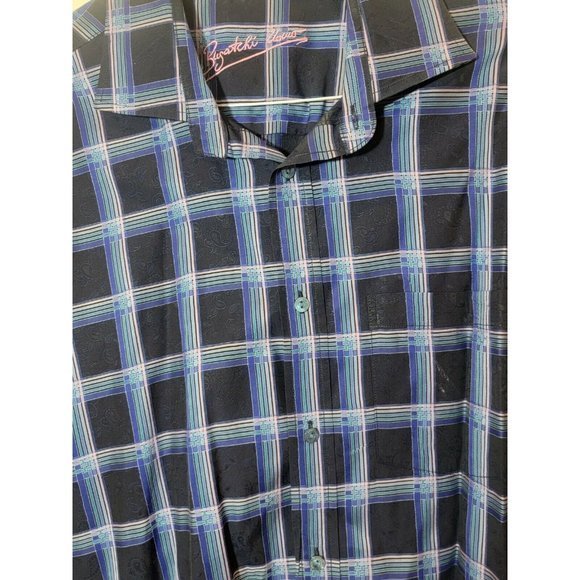 Men Bugatchi Uomo XL Shirt Navy Blue, Pink Square - Picture 2 of 9
